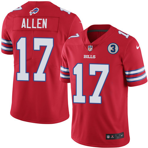 Men's Red Buffalo Bills #17 Josh Allen With NO.3 Patch Vapor Untouchable Limited Stitched Jersey